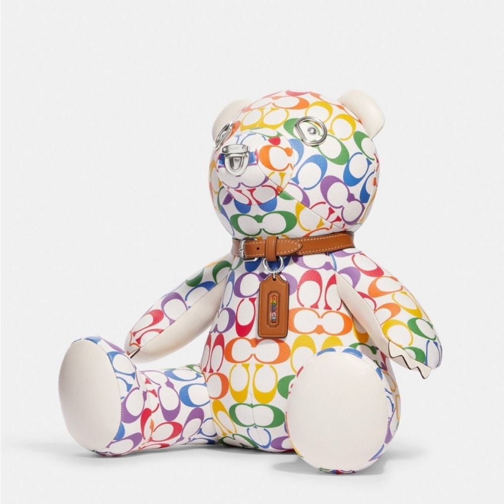 Coach pride Collectible Bear In Rainbow Signature Canvas CJ954 NWT